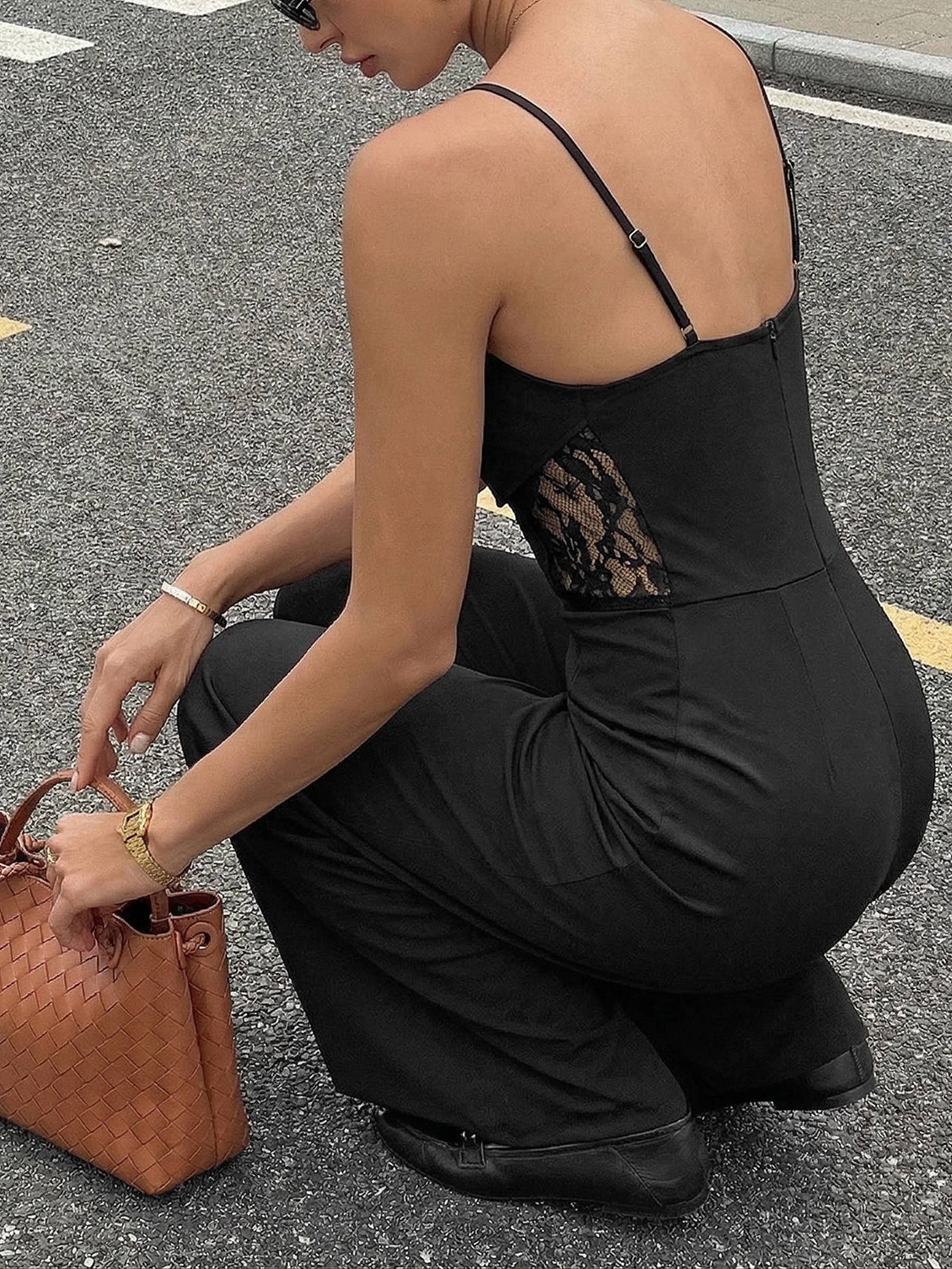 Women's Lace Splicing Sheer Jumpsuit