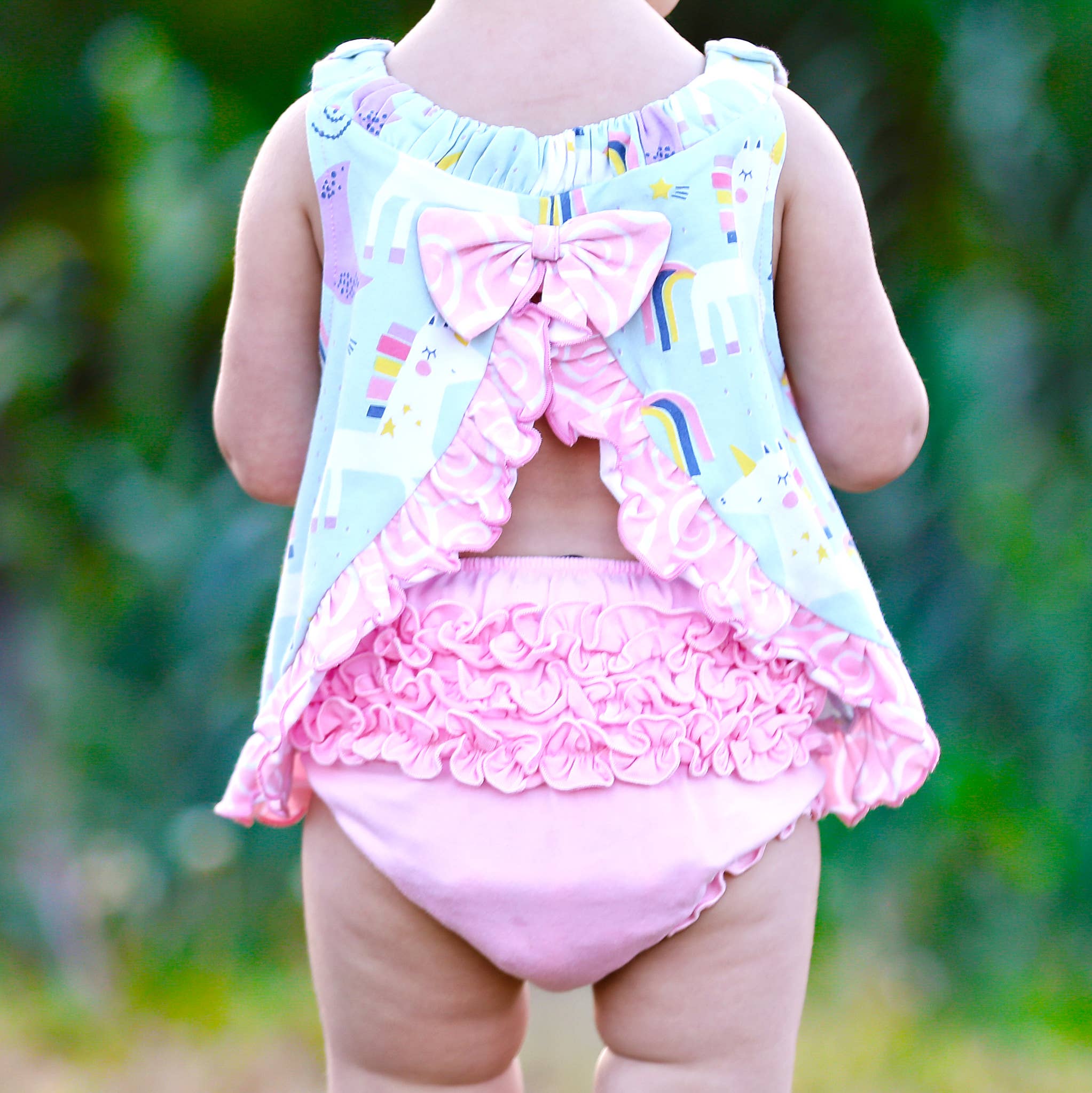 AnnLoren Toddler Girls Swing Tank Top Unicorns & Rainbow
