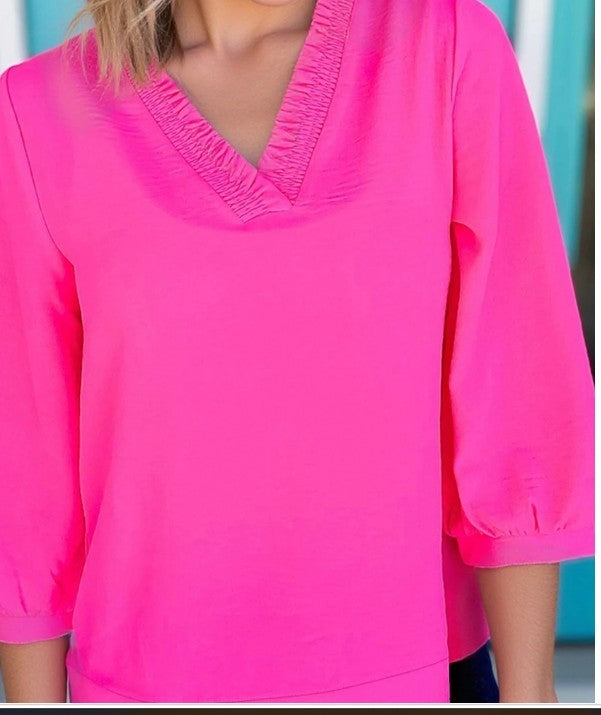 Bright Pink Short Sleeve Top
