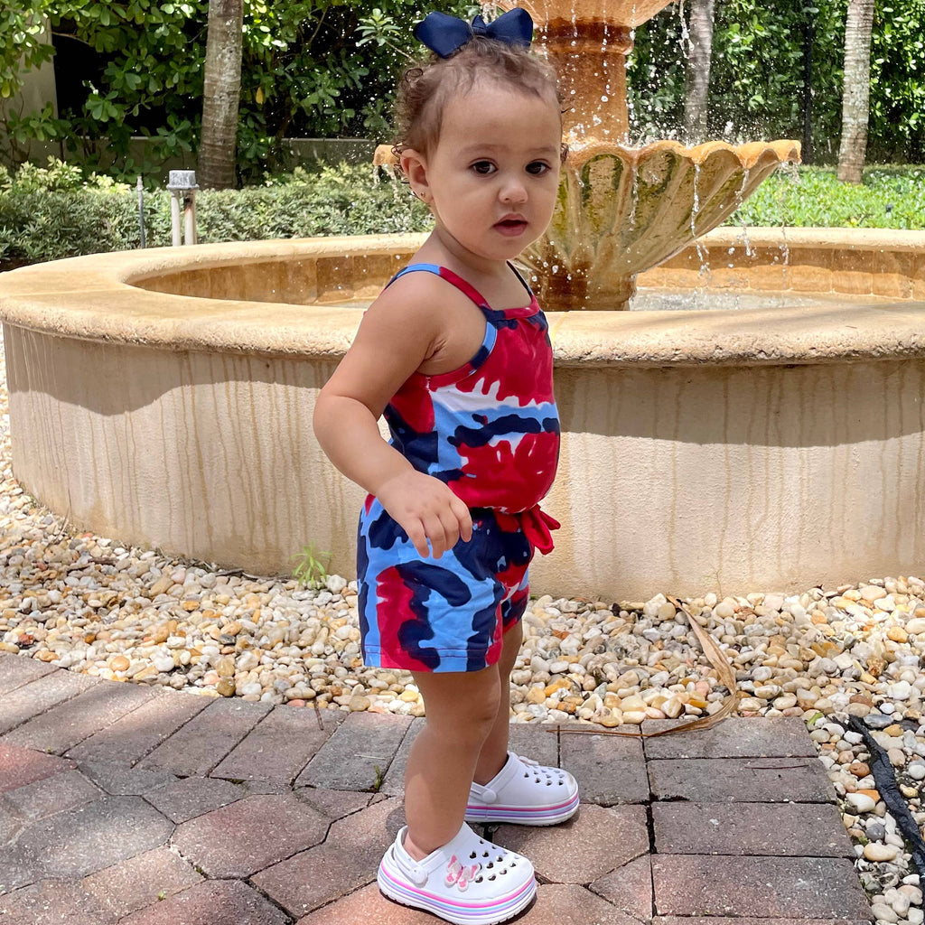 AnnLoren Tie Dye Girls 4th of July Jumpsuit Holiday Romper