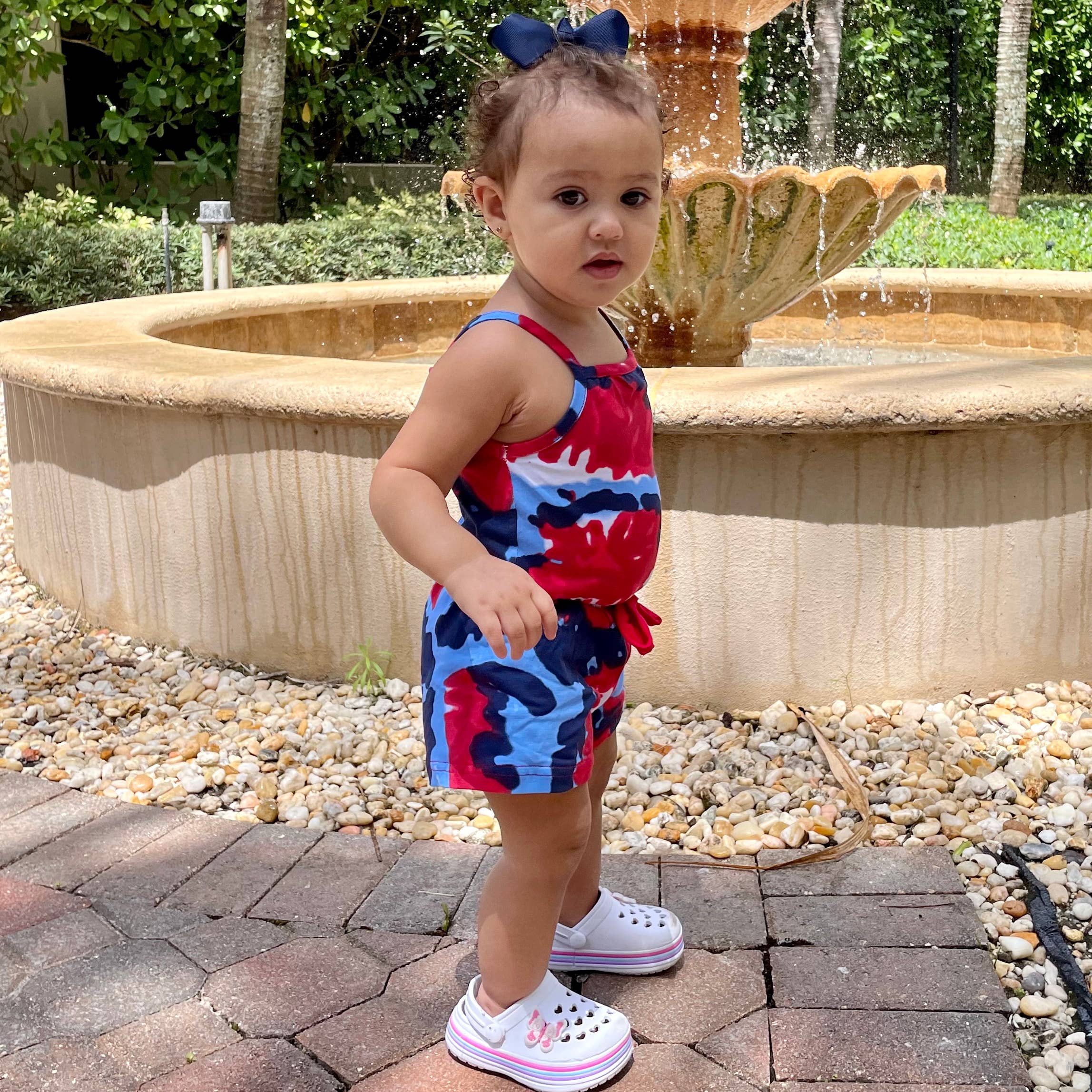 AnnLoren Tie Dye Girls 4th of July Jumpsuit Holiday Romper