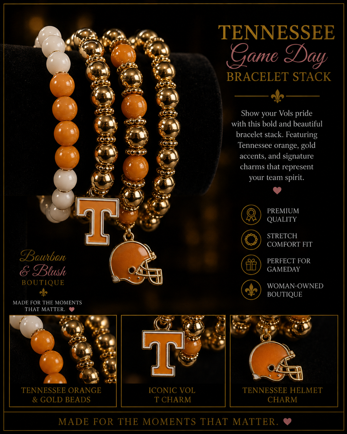 GAME DAY Football Charm 4 Bracelet Set