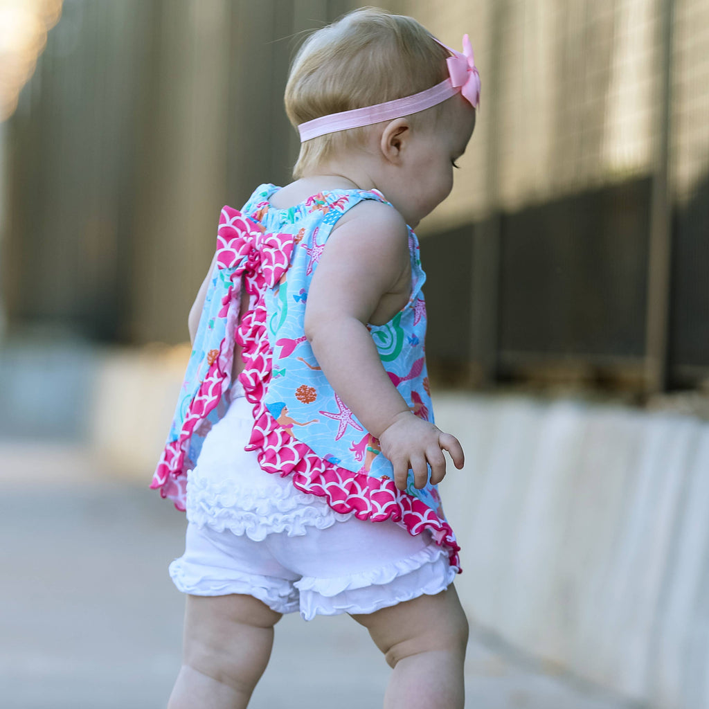 Toddler & Big Girls White Ruffle Butt Shorts Summer clothes