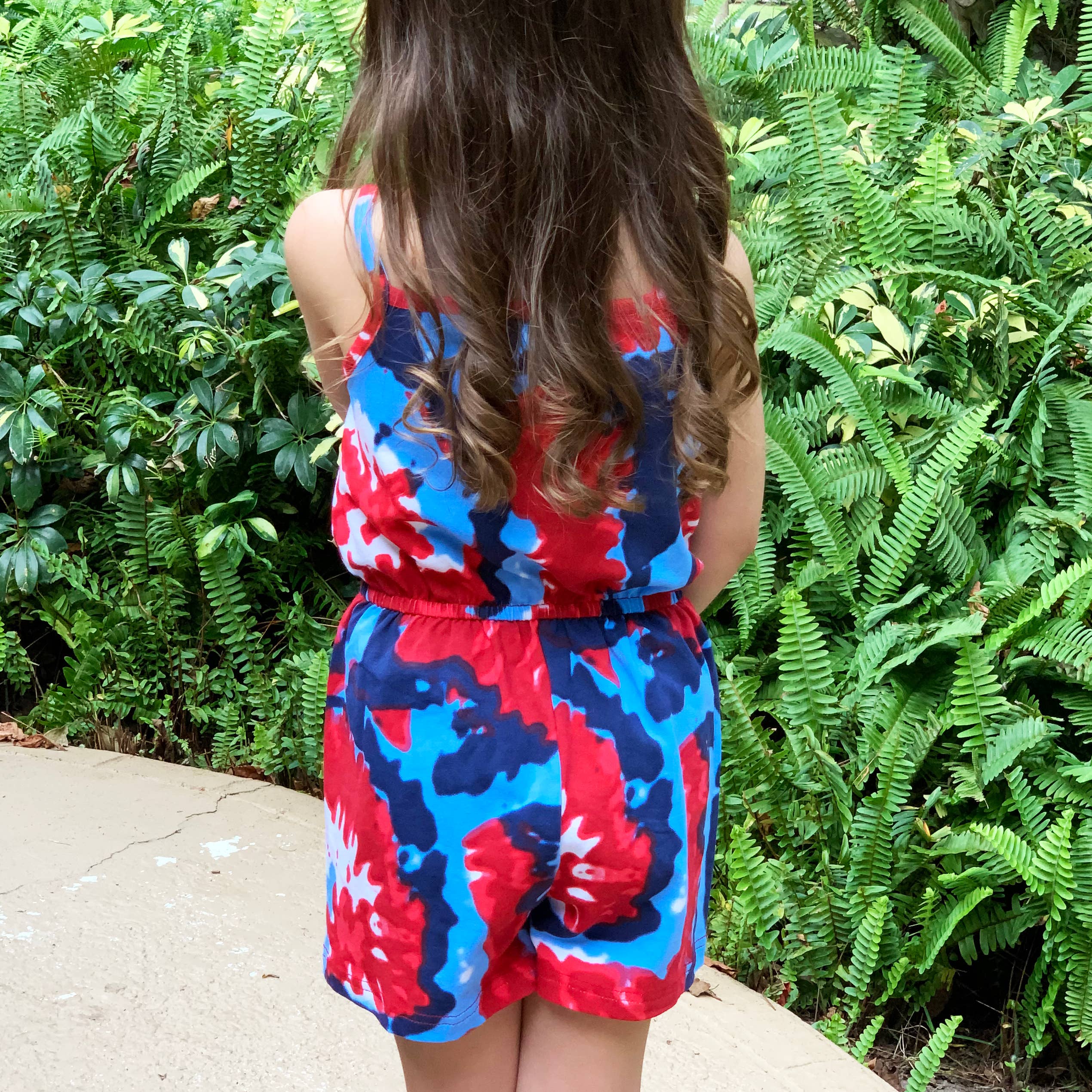 AnnLoren Tie Dye Girls 4th of July Jumpsuit Holiday Romper