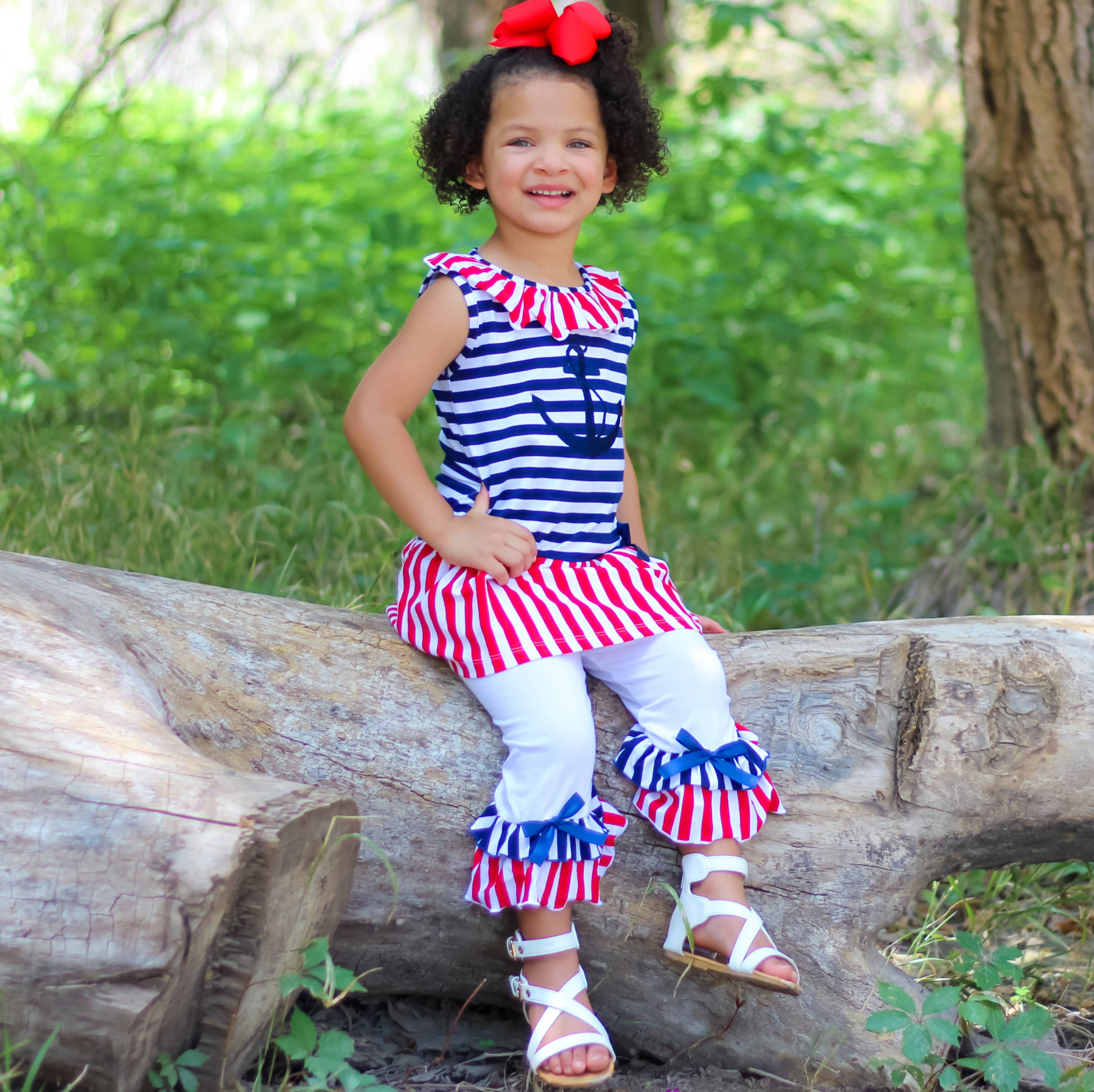 Girls Sailor Outfit Nautical Clothing 4th Of July Set sz 2/3