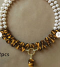 Tiger Eye Stone & Shell Necklace