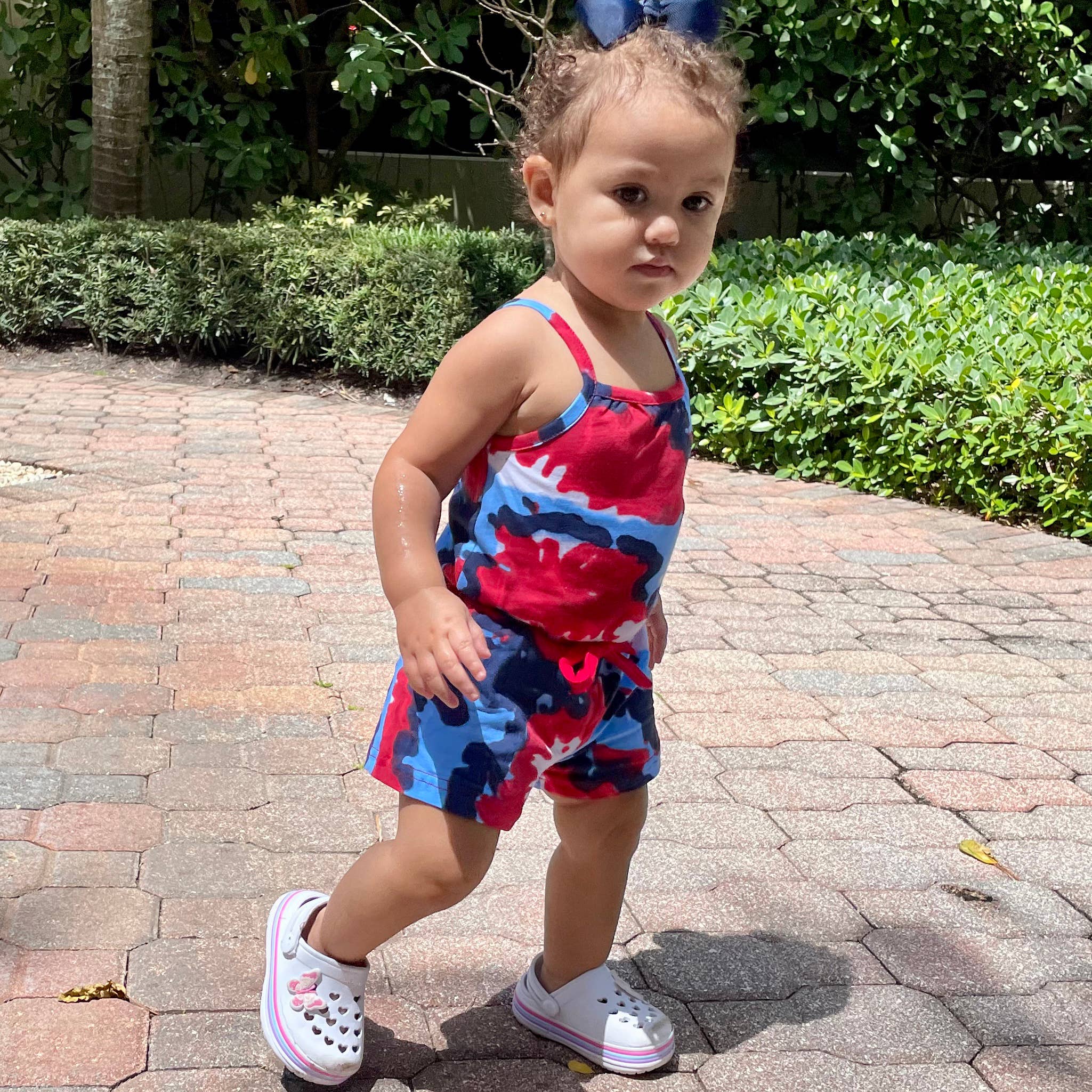 AnnLoren Tie Dye Girls 4th of July Jumpsuit Holiday Romper