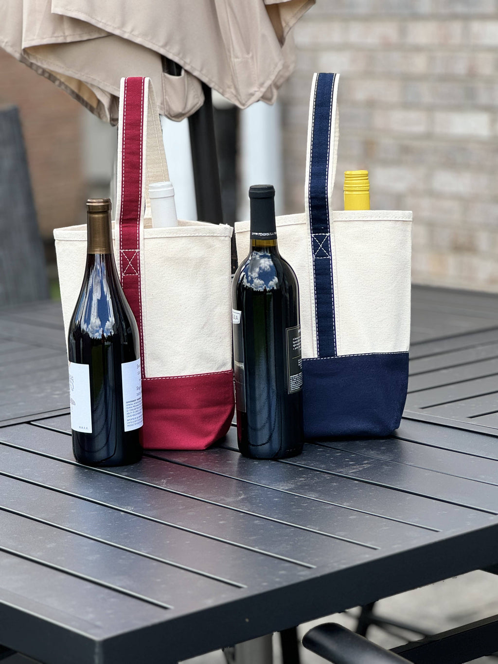 2 Bottle Premium Canvas Wine Tote Bag | Travel Gift Carrier