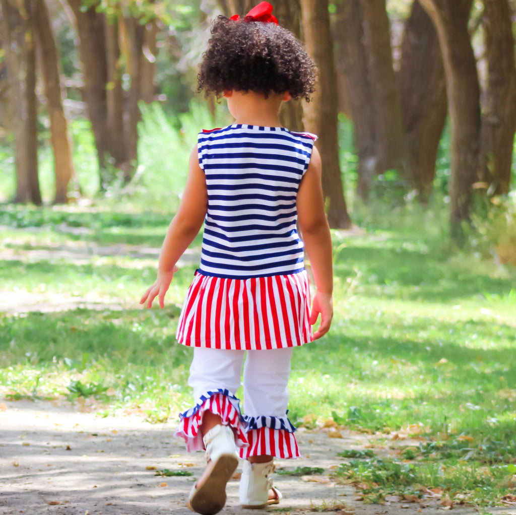 Girls Sailor Outfit Nautical Clothing 4th Of July Set sz 2/3