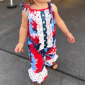 AnnLoren 4th of July Tie Dye Baby Girls Romper Patriotic