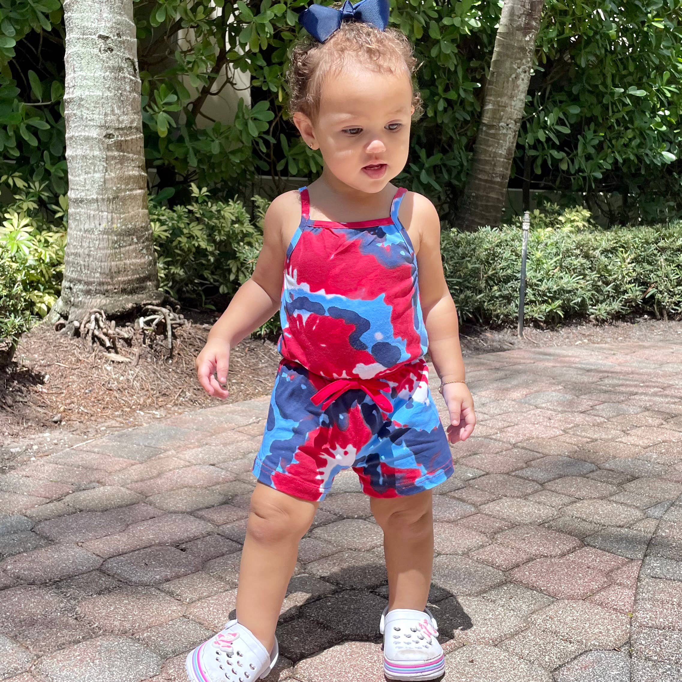 AnnLoren Tie Dye Girls 4th of July Jumpsuit Holiday Romper