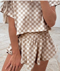 Brown Checkered Short Set