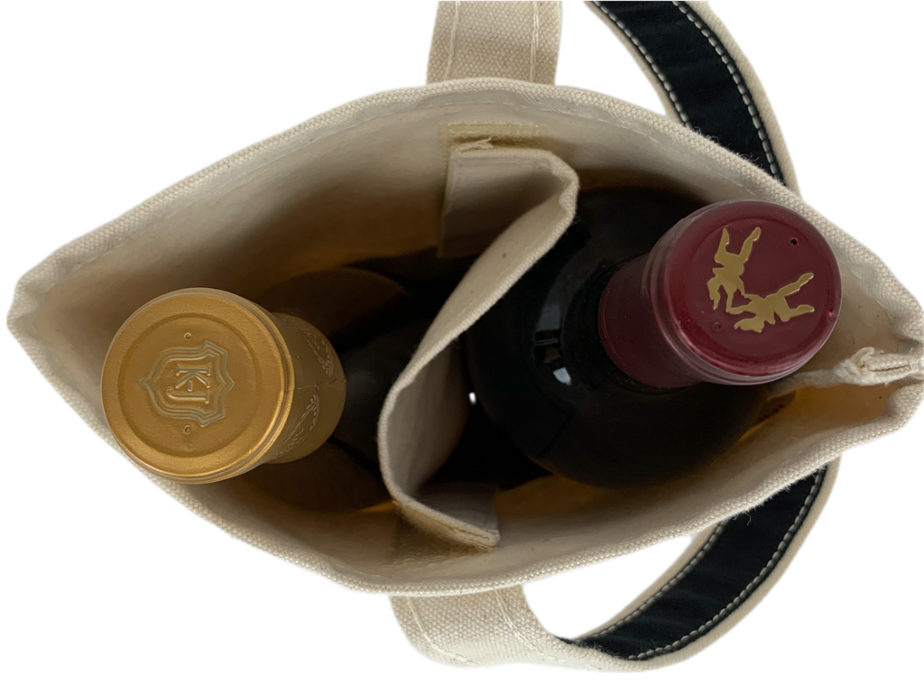 2 Bottle Premium Canvas Wine Tote Bag | Travel Gift Carrier