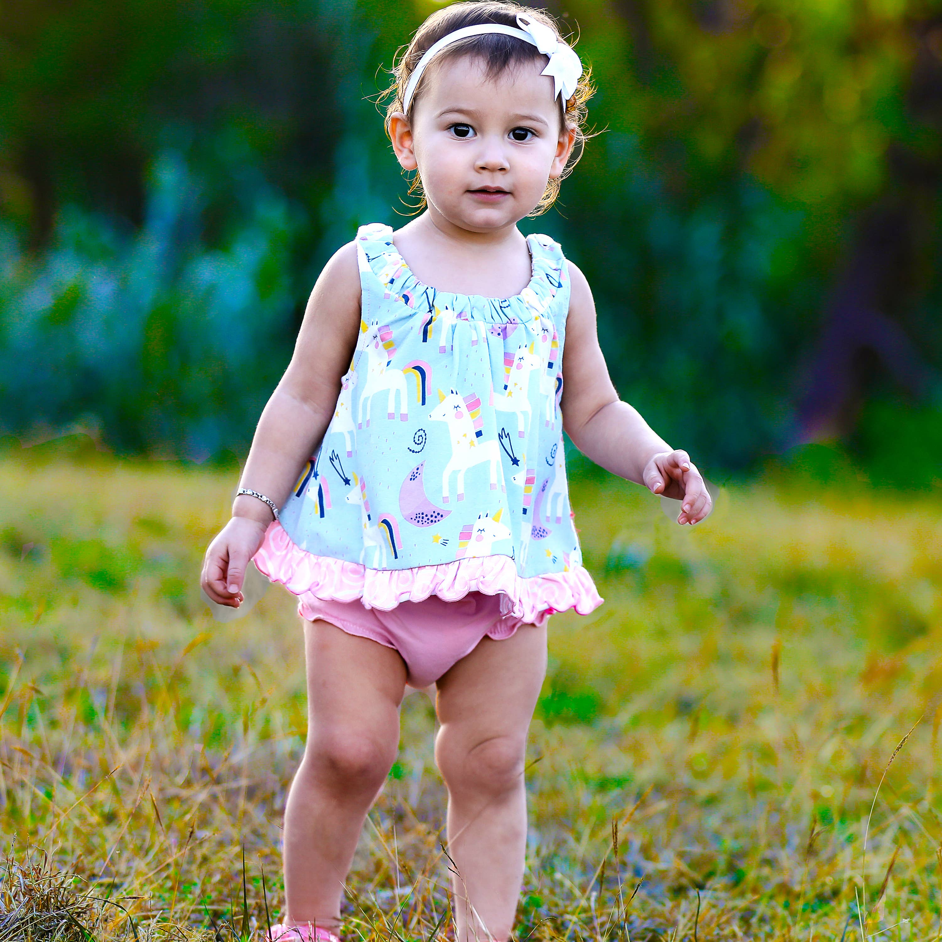 AnnLoren Toddler Girls Swing Tank Top Unicorns & Rainbow