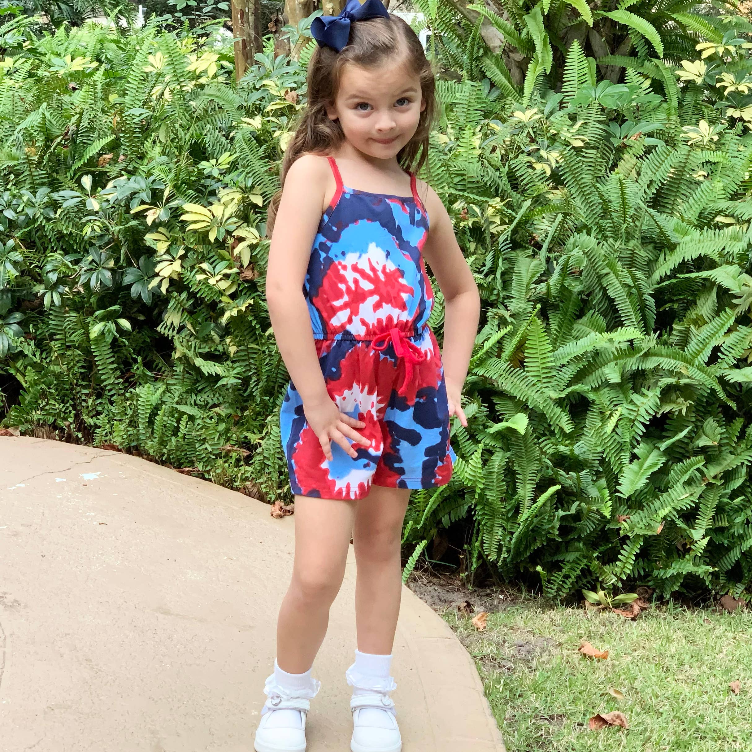 AnnLoren Tie Dye Girls 4th of July Jumpsuit Holiday Romper