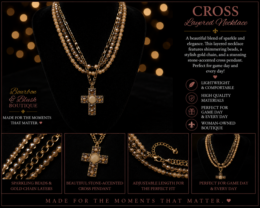 3 Layered Cross Pendant Necklace Set