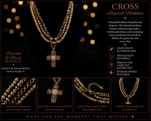 3 Layered Cross Pendant Necklace Set