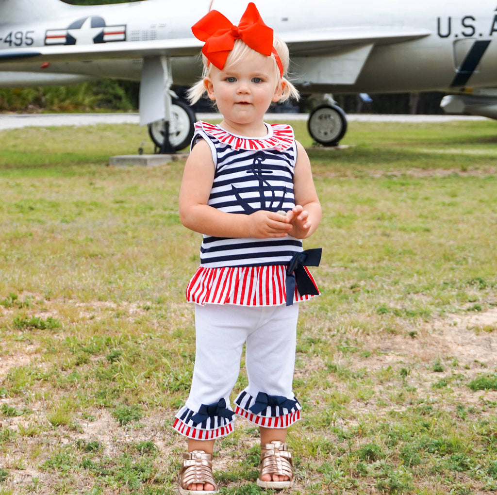 Girls Sailor Outfit Nautical Clothing 4th Of July Set sz 2/3