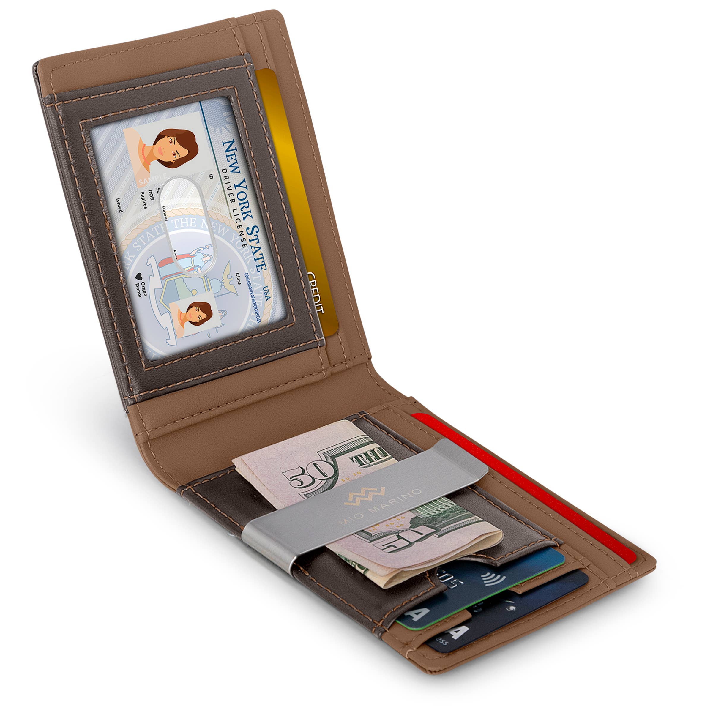 Men's Slim Bifold   Wallet with Money Clip