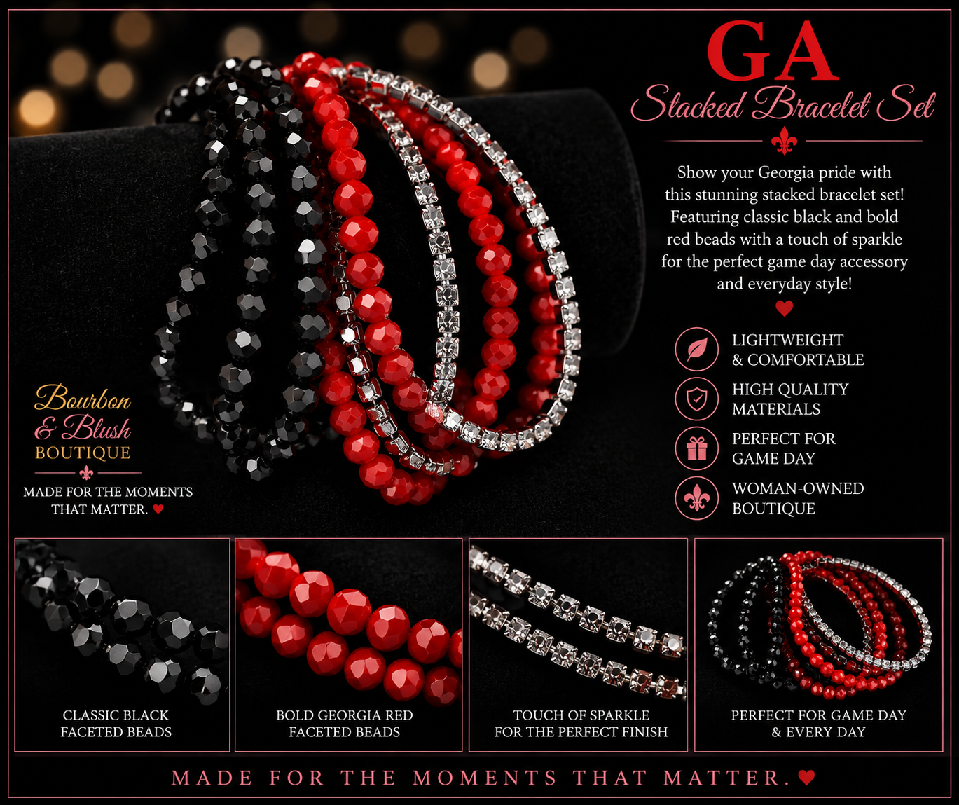 GAME DAY 7 Row Seed Bead Bracelet