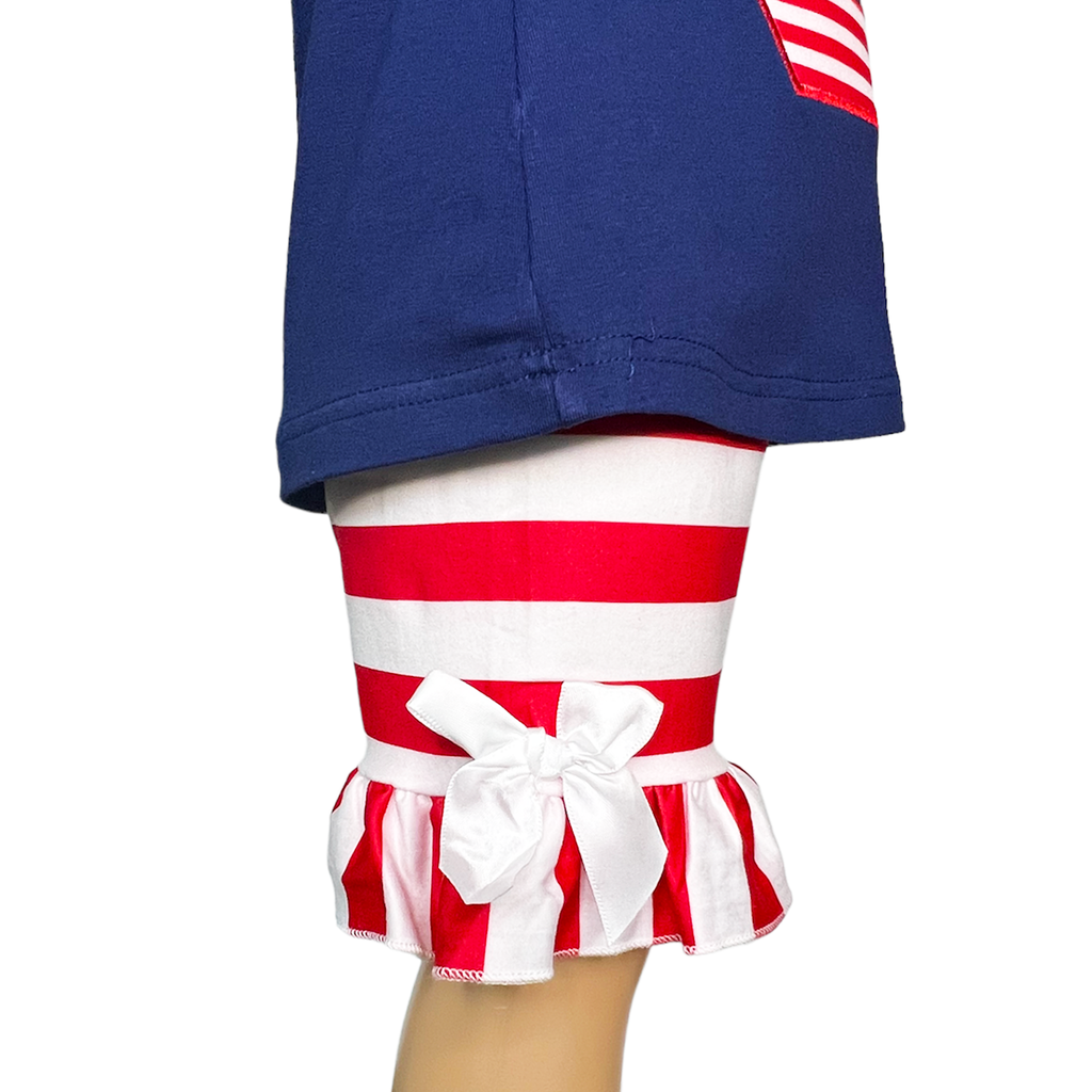 Girls Nautical Sailboat Shorts Outfit 4th of July Clothing