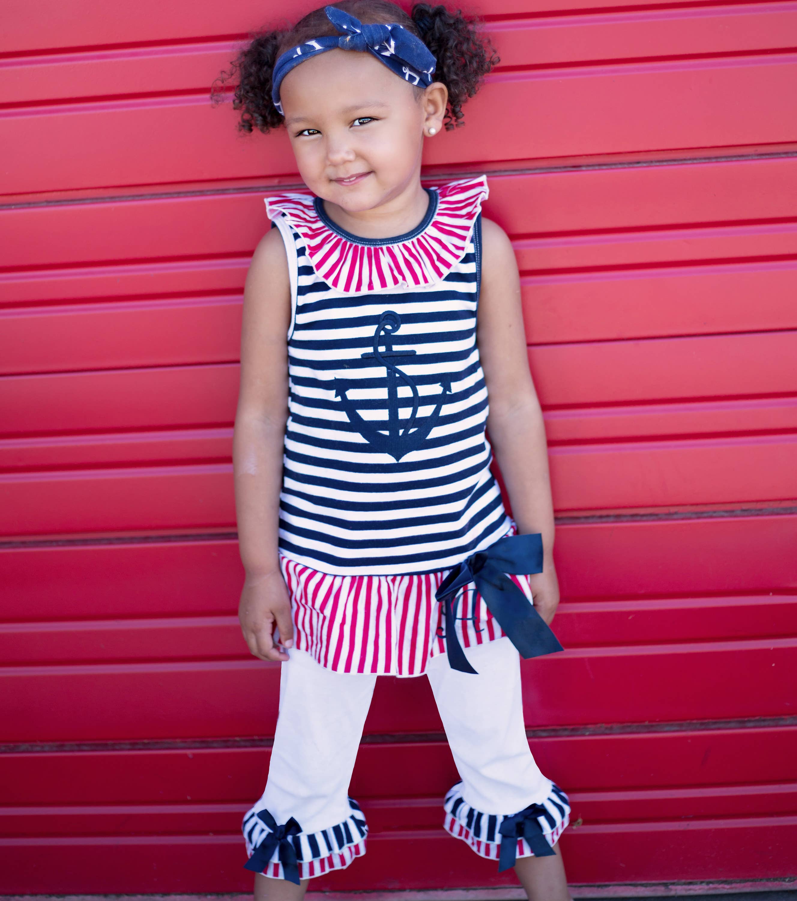 Girls Sailor Outfit Nautical Clothing 4th Of July Set sz 2/3