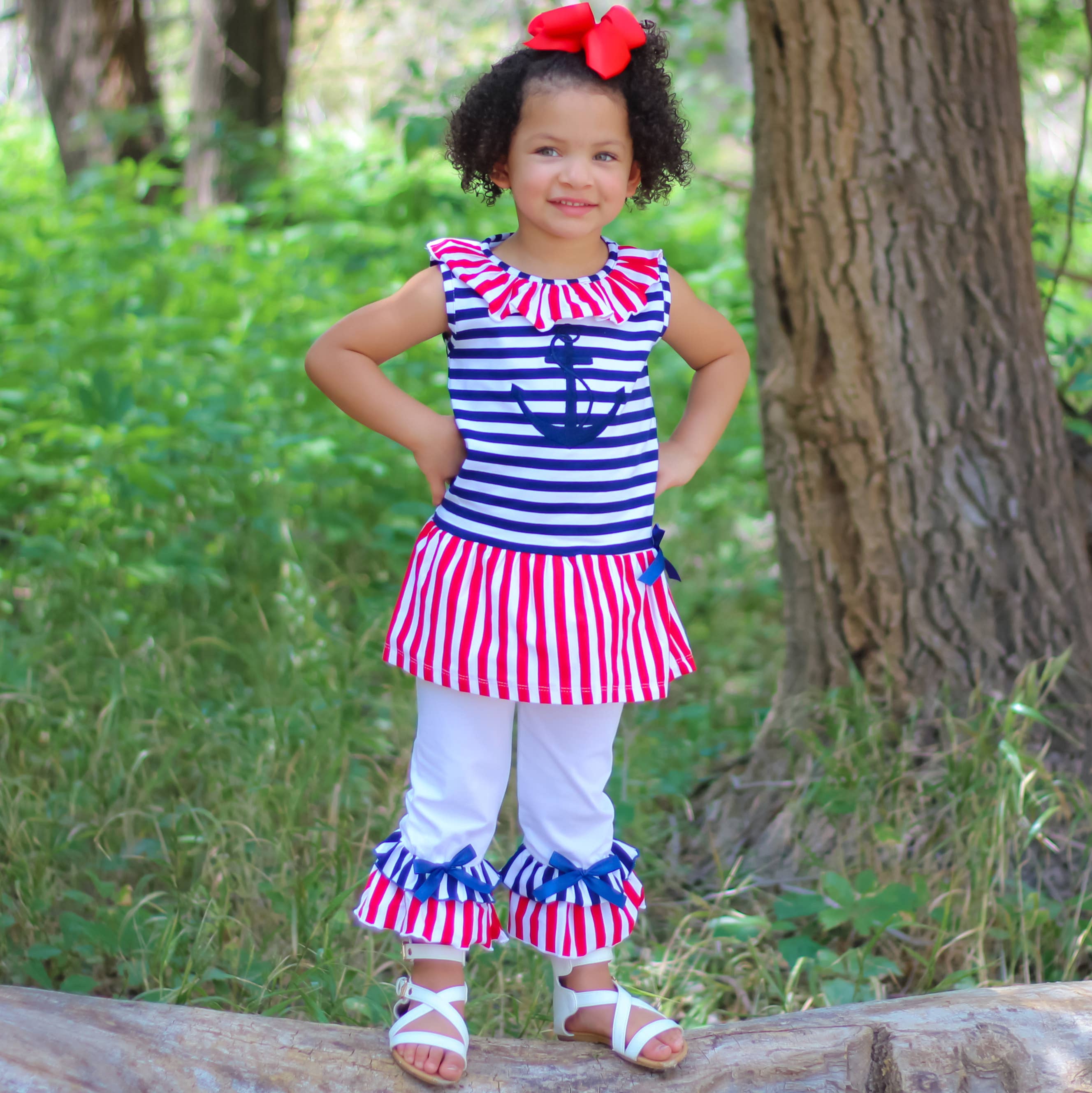 Girls Sailor Outfit Nautical Clothing 4th Of July Set sz 2/3