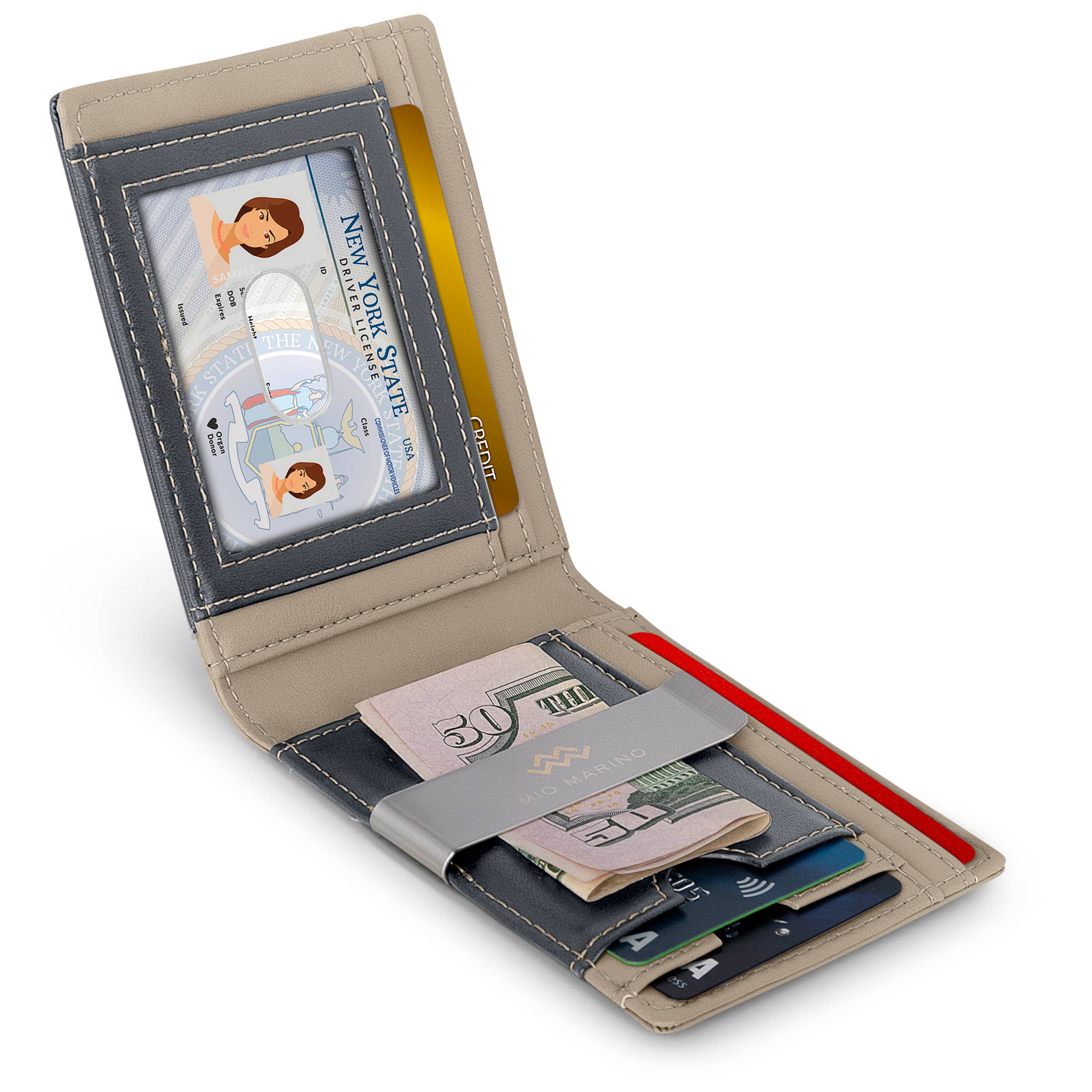 Men's Slim Bifold   Wallet with Money Clip