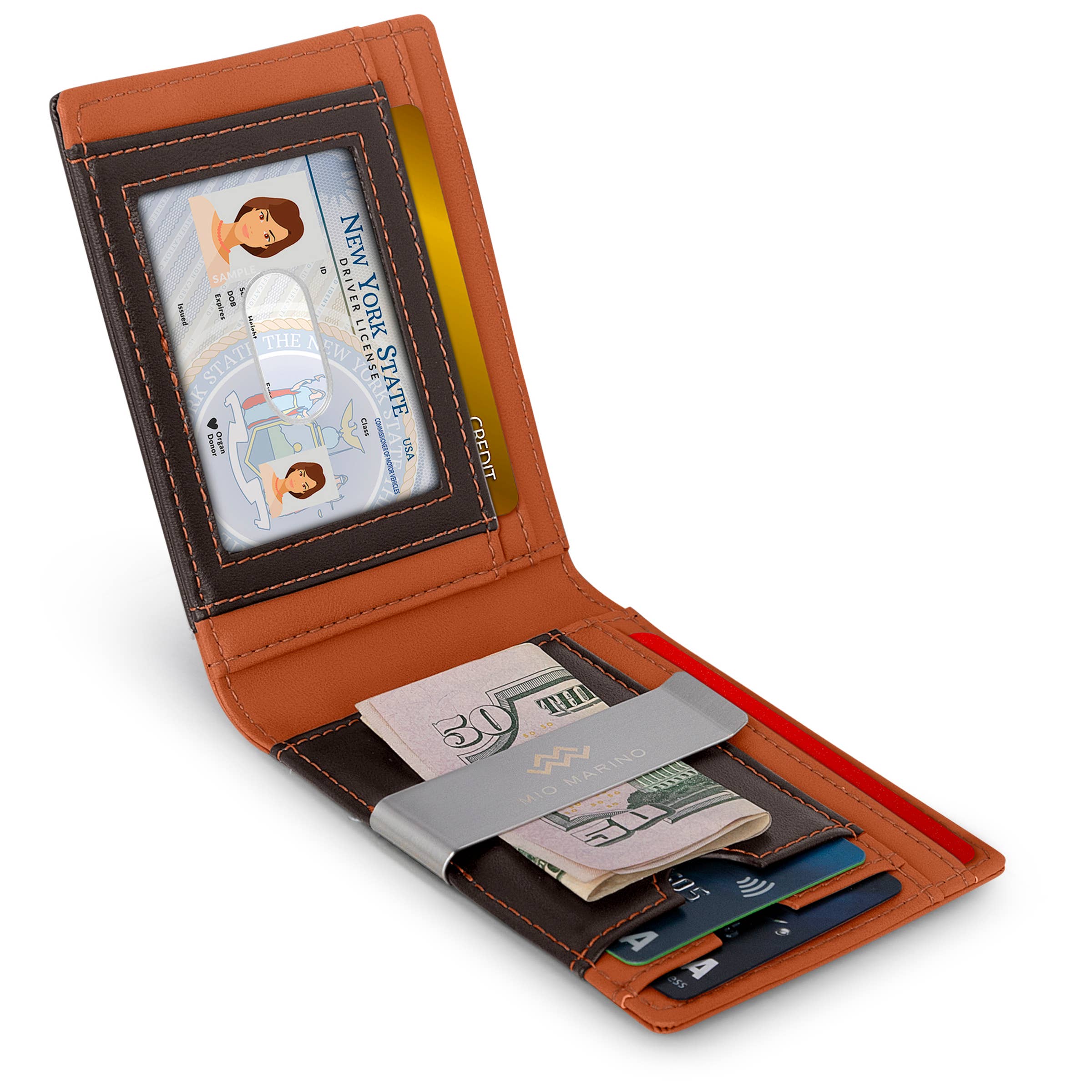 Men's Slim Bifold   Wallet with Money Clip