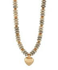 Mable Wide Beads Puffy Heart Necklace