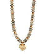 Mable Wide Beads Puffy Heart Necklace