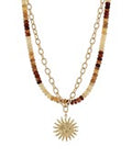 Marble Bead Hammered Sun Necklaces