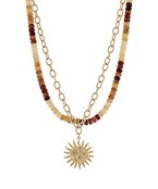 Marble Bead Hammered Sun Necklaces