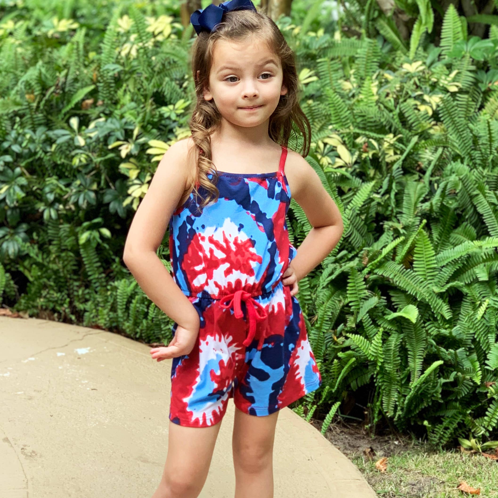 AnnLoren Tie Dye Girls 4th of July Jumpsuit Holiday Romper