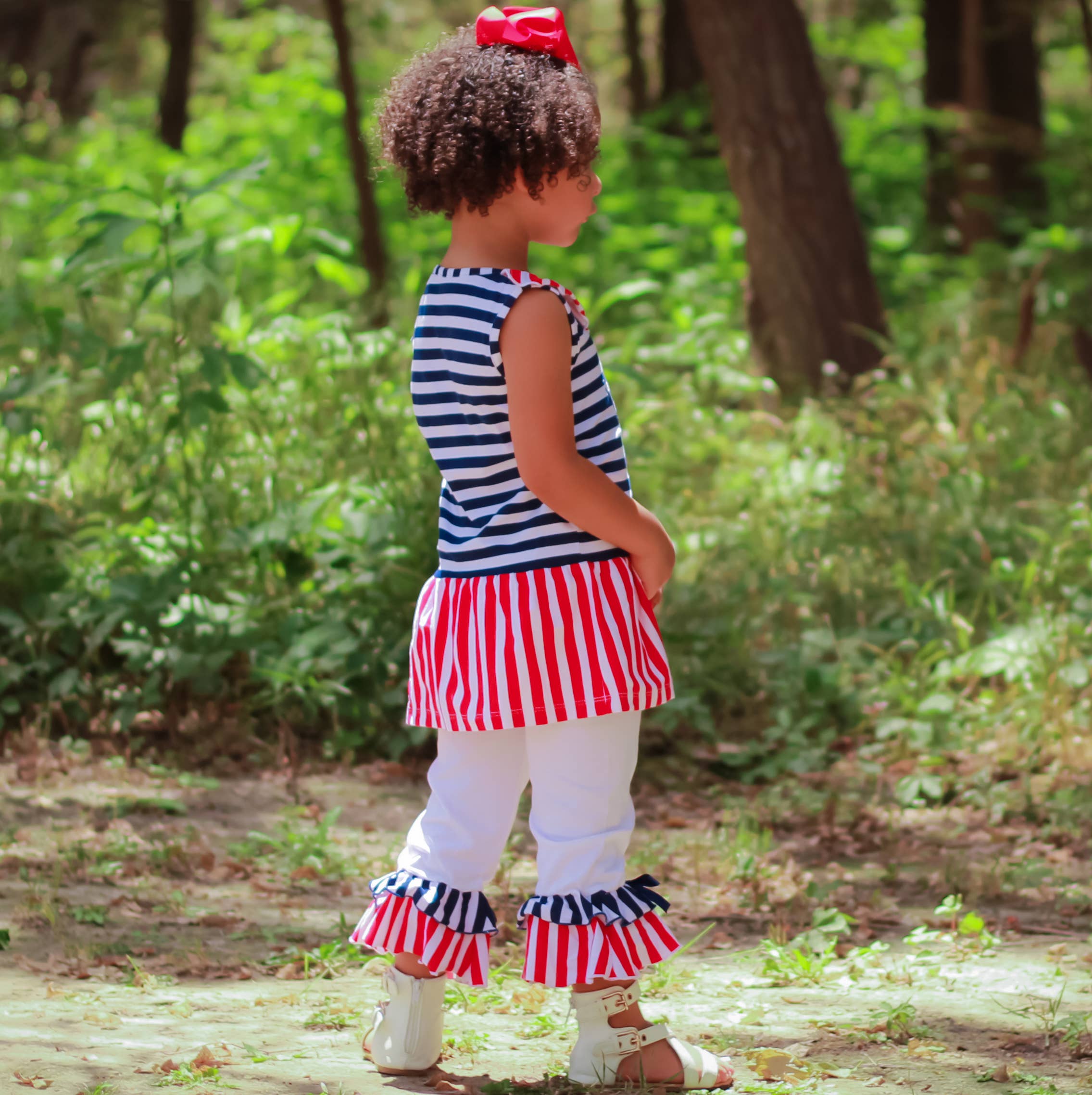 Girls Sailor Outfit Nautical Clothing 4th Of July Set sz 2/3