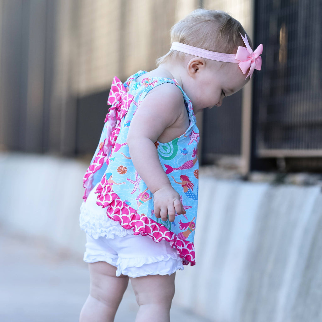 Toddler & Big Girls White Ruffle Butt Shorts Summer clothes