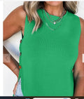 Bright Green Side Button Sweater Top