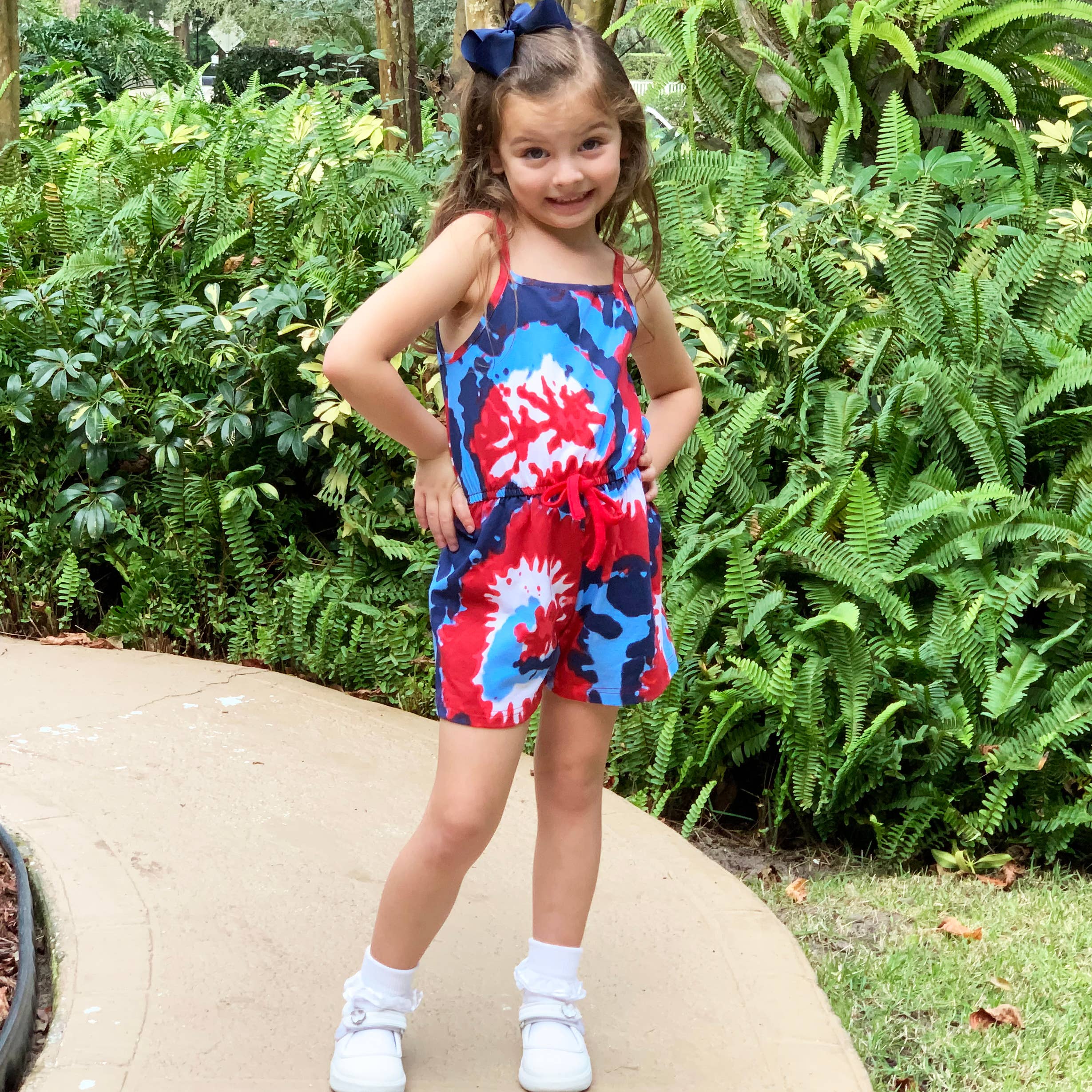 AnnLoren Tie Dye Girls 4th of July Jumpsuit Holiday Romper