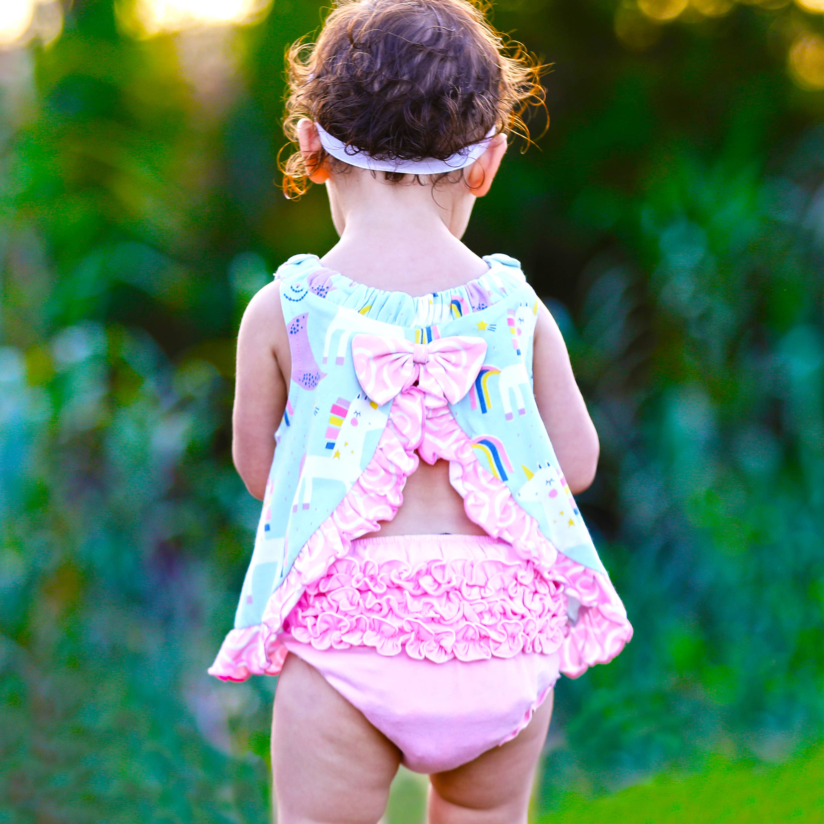 AnnLoren Toddler Girls Swing Tank Top Unicorns & Rainbow