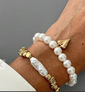 BH014653-P12 Gold Plated Bead Pear Bracelet 2Pc Set