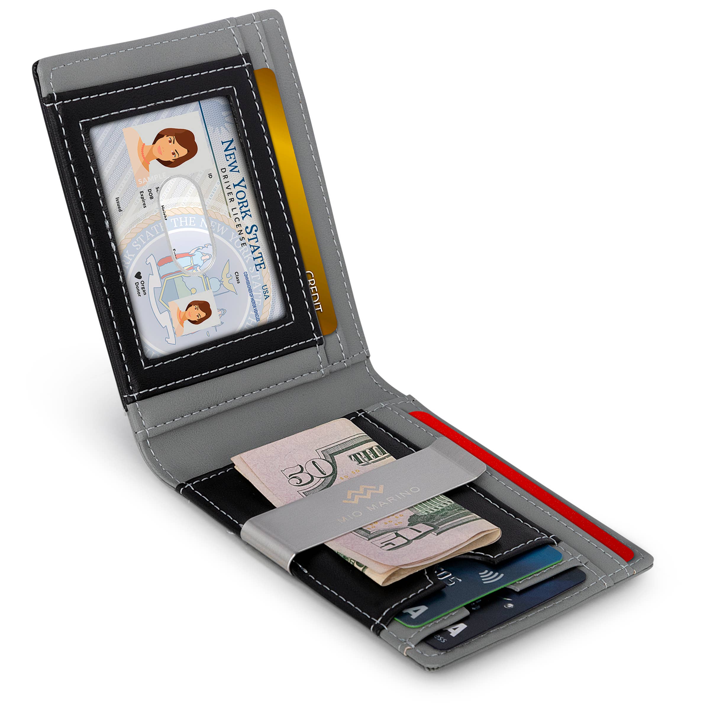 Men's Slim Bifold   Wallet with Money Clip