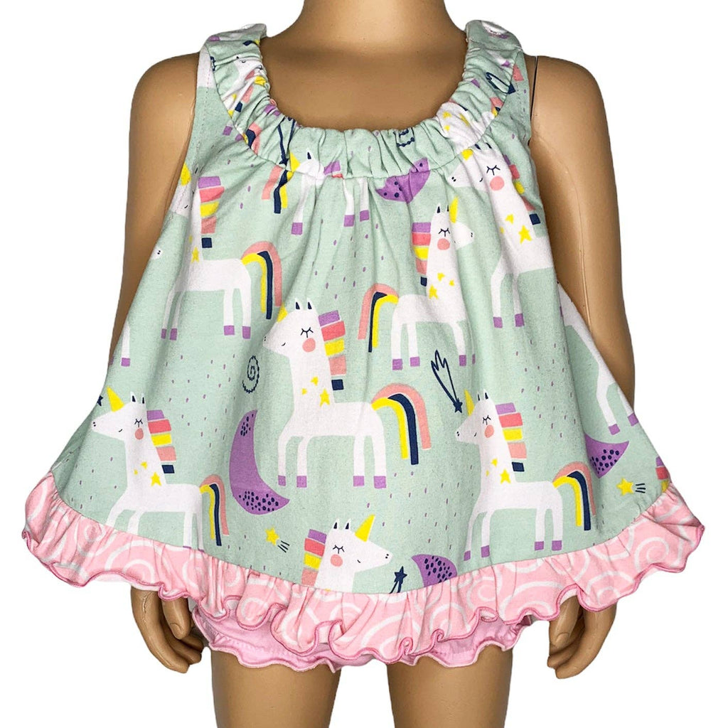 AnnLoren Toddler Girls Swing Tank Top Unicorns & Rainbow