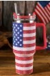 BH051577-P322 Red Rhinestone American Flag Tumbler