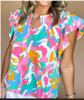 Multicolour Flutter Sleeve Blouse