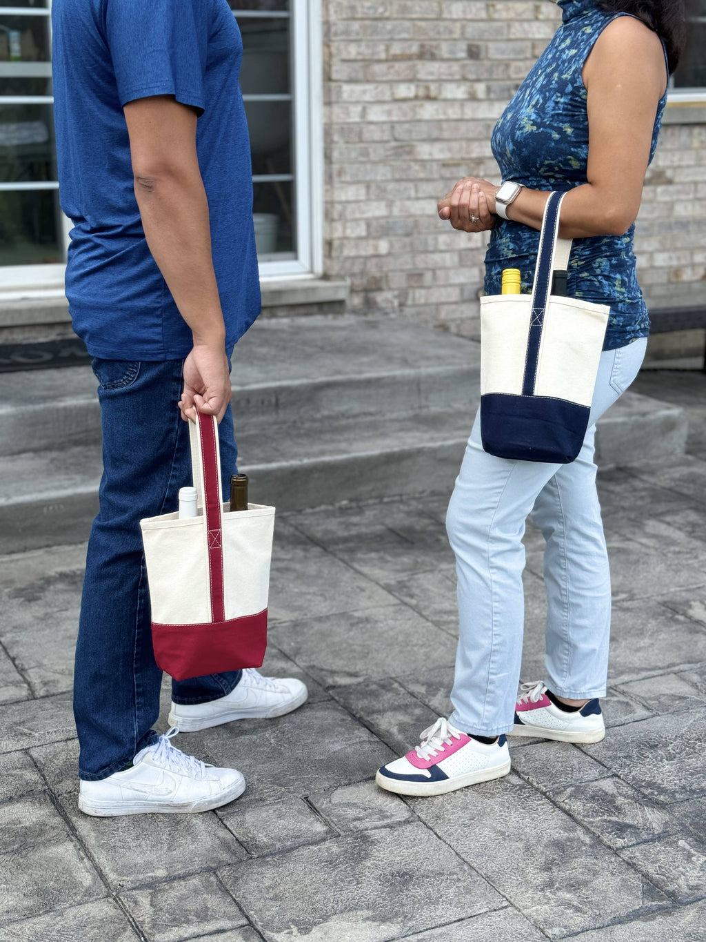 2 Bottle Premium Canvas Wine Tote Bag | Travel Gift Carrier
