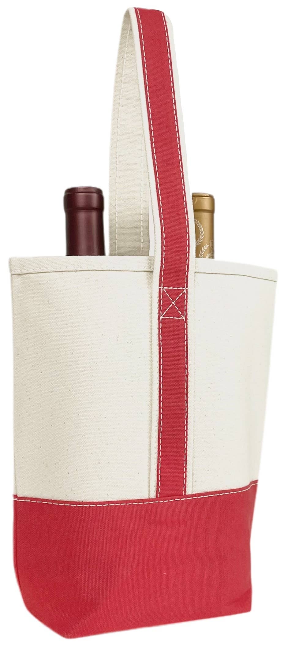 2 Bottle Premium Canvas Wine Tote Bag | Travel Gift Carrier