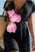 Rose Flora Print Kimono Cover Up