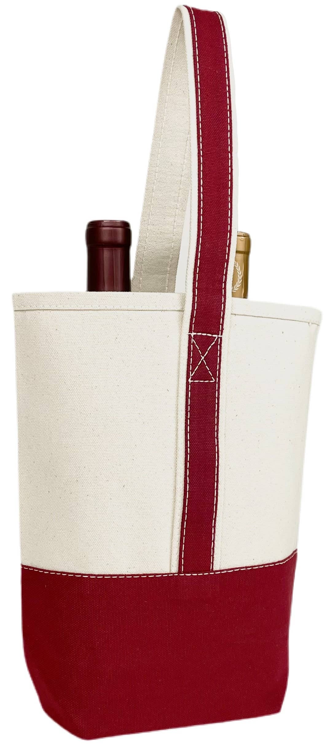 2 Bottle Premium Canvas Wine Tote Bag | Travel Gift Carrier