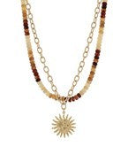 Marble Bead Hammered Sun Necklaces