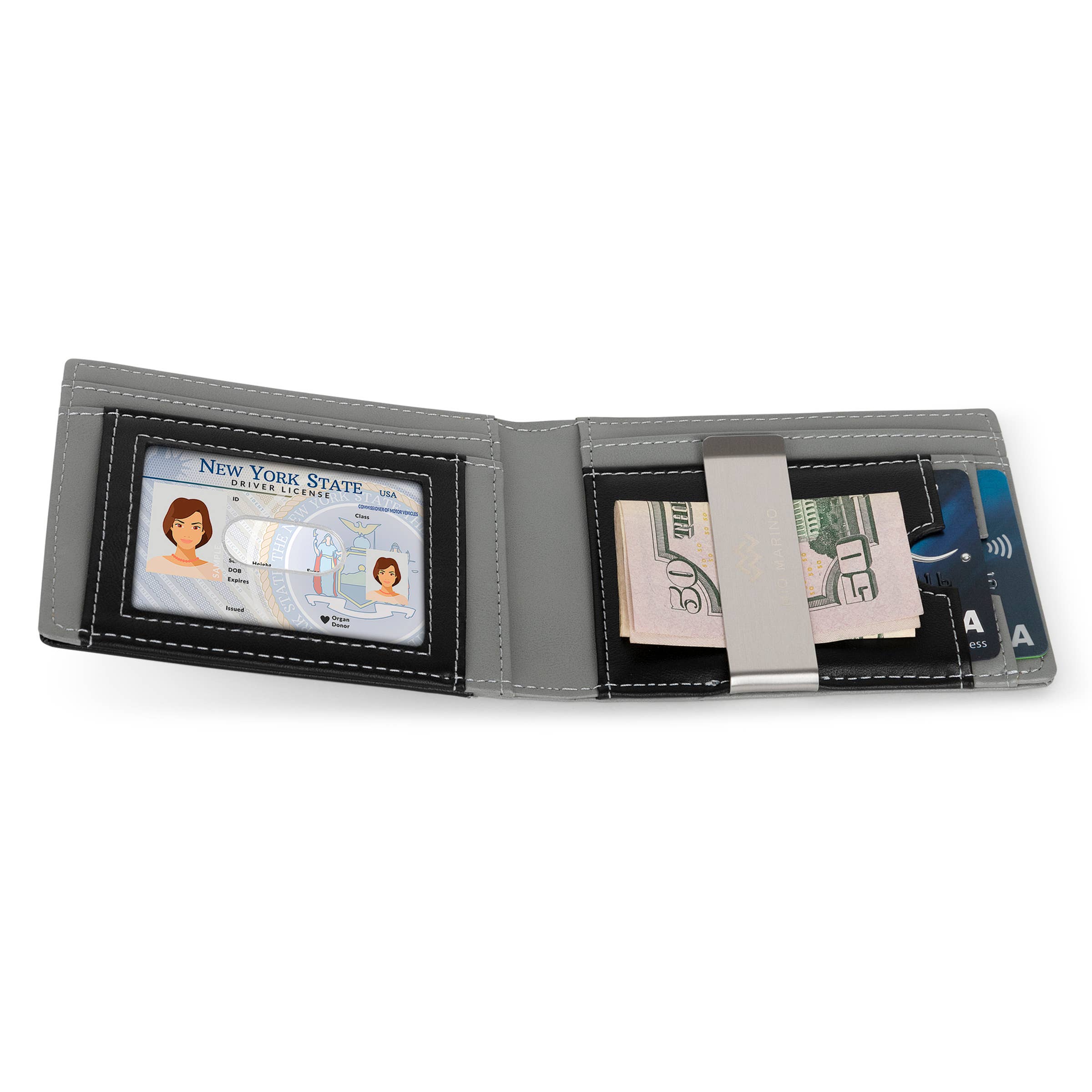 Men's Slim Bifold   Wallet with Money Clip